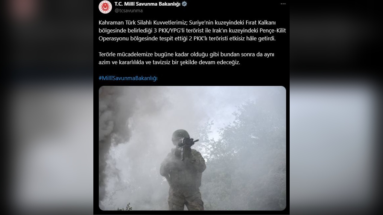 Suriye ve Irak'ta 5 Terörist Etkisiz Hale Getirildi