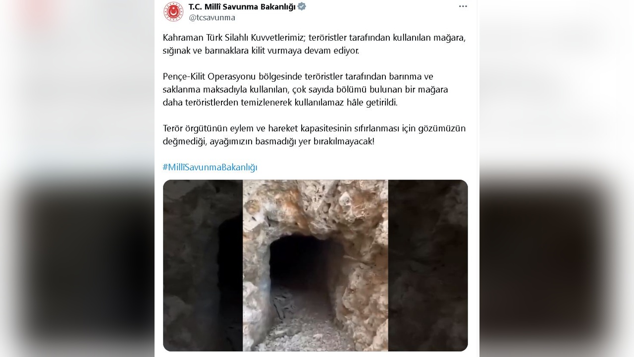 Irak'ın Kuzeyinde Teröristlere Ait Bir Mağara Daha İmha Edildi