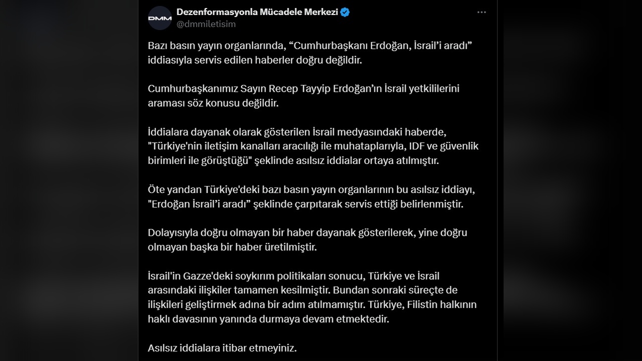 Cumhurbaşkanlığı İletişim Başkanlığı'ndan Açıklama