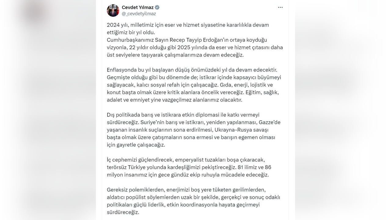 Cevdet Yılmaz'dan Sosyal Refah Vurgusu