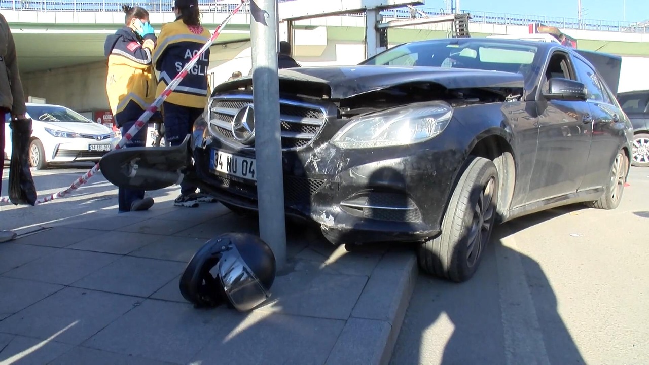 Şişli'de Ters Yönde Giden Araç Motosikletliye Çarptı