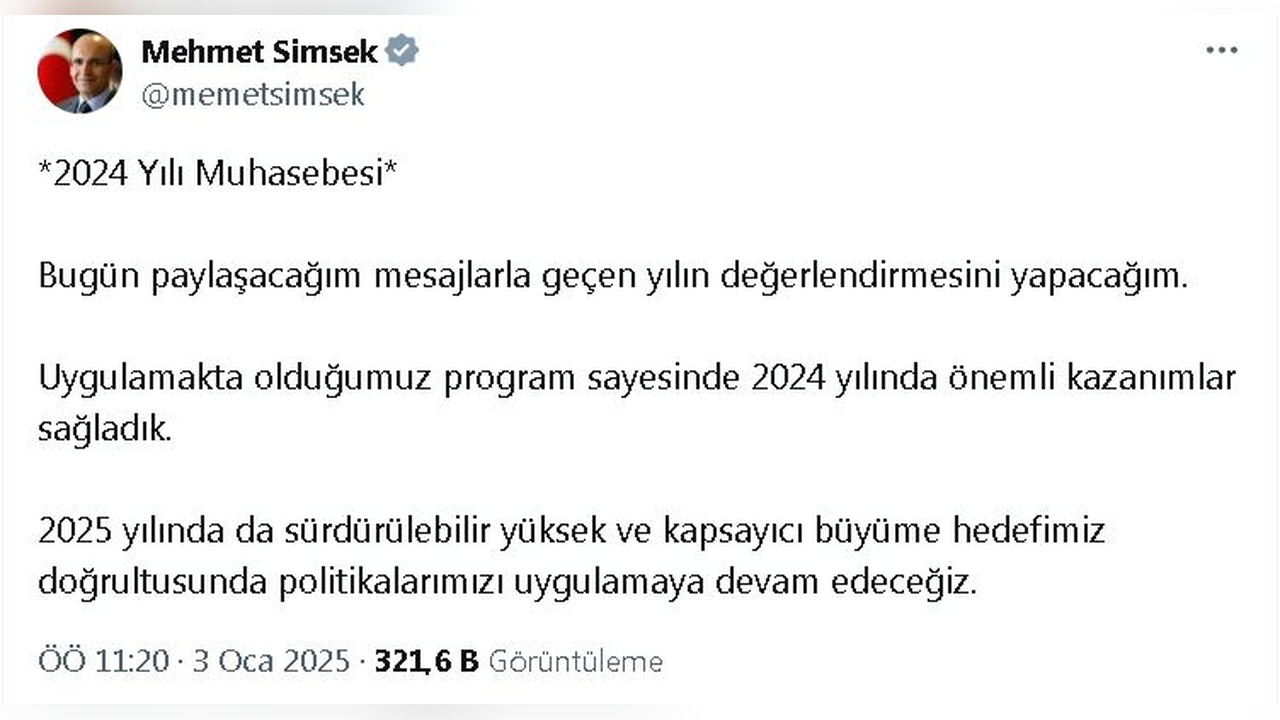 Bakan Şimşek, 2024 Yılı Ekonomik Hedeflerini Açıkladı