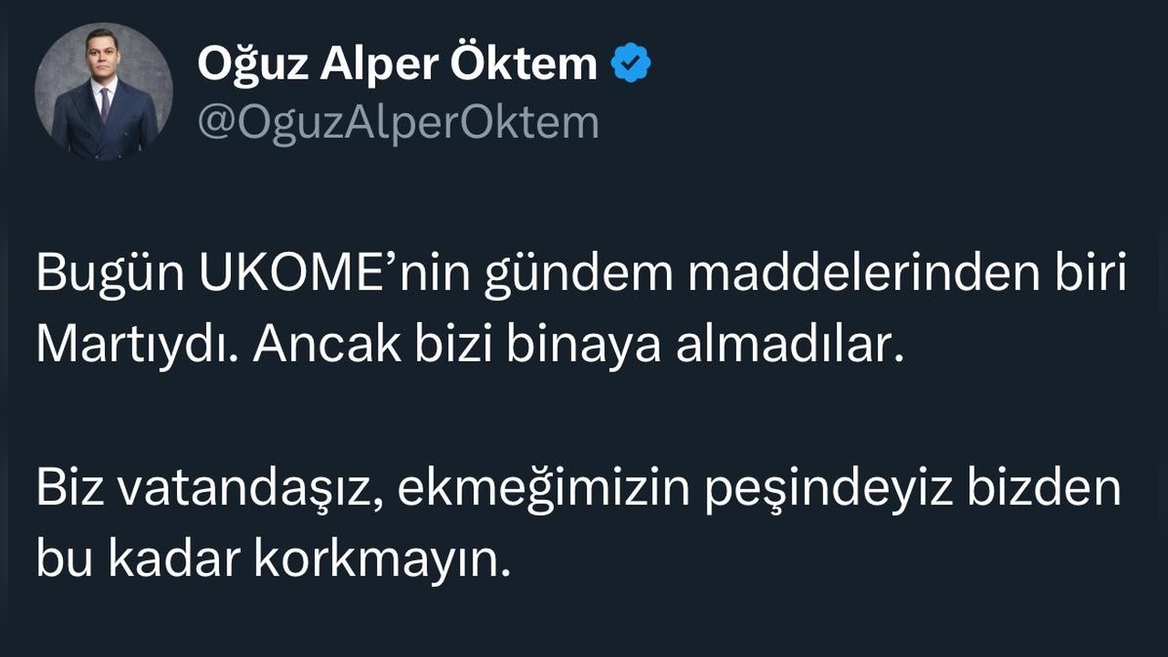 Oğuz Alper Öktem, UKOME Üyeliğine Seçilemedi