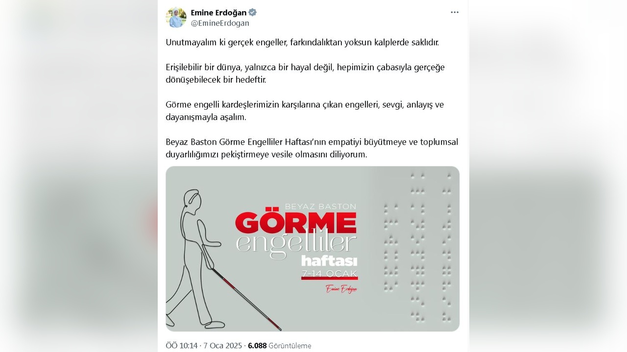 Emine Erdoğan, Beyaz Baston Görme Engelliler Haftası'nı Kutladı