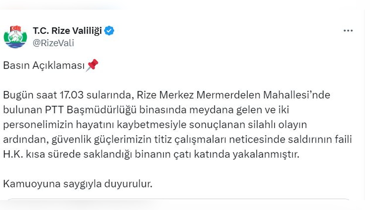 PTT Şubesinde Silahlı Saldırı: İki Kişi Hayatını Kaybetti