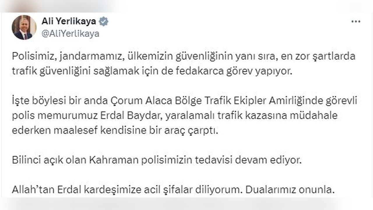 Çorum'daki Kaza Sonrası Polis Memurunun Tedavisi Devam Ediyor