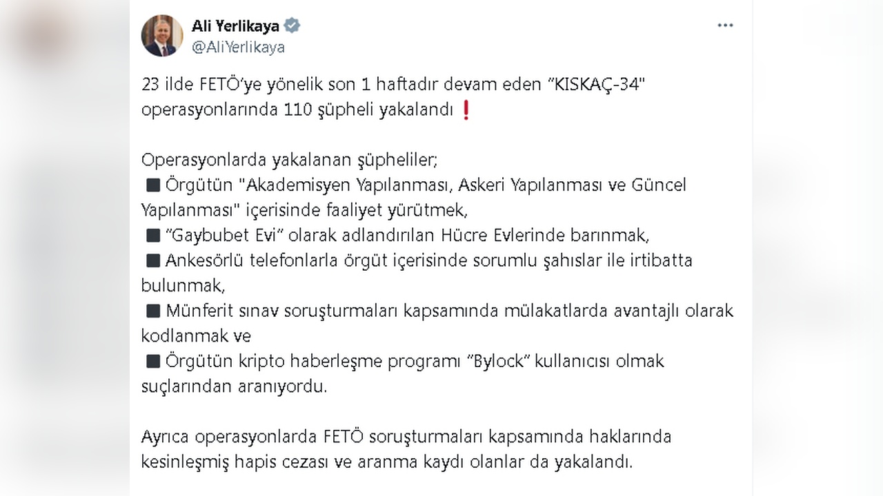 FETÖ'ye Yönelik Dev Operasyon: 110 Kişi Gözaltında