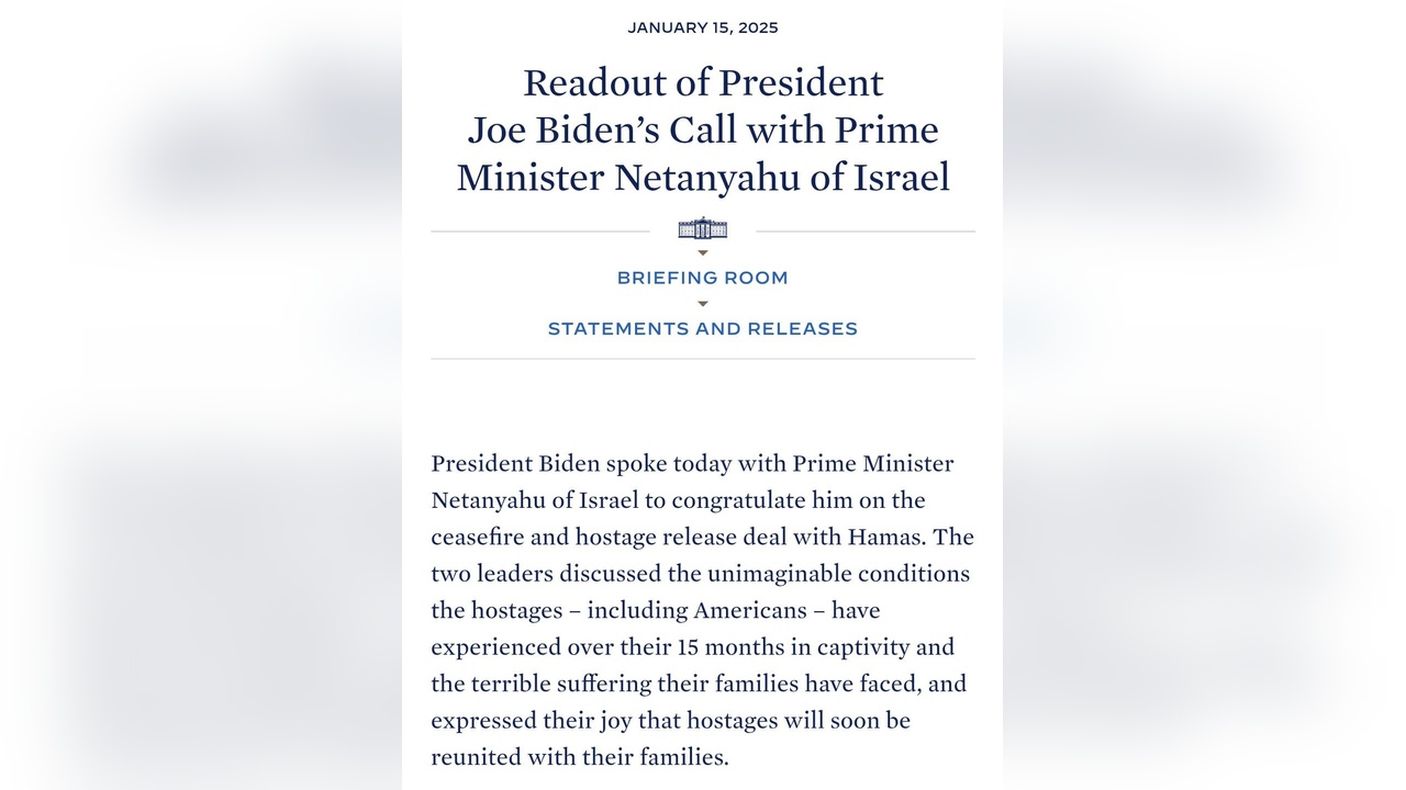 Biden, Netanyahu'ya Ateşkes İçin Tebrikte Bulundu