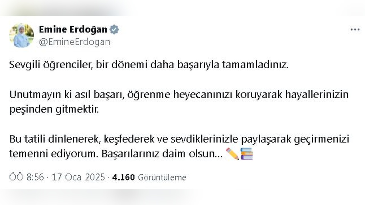 Emine Erdoğan, Yarıyıl Tatilini Kutladı
