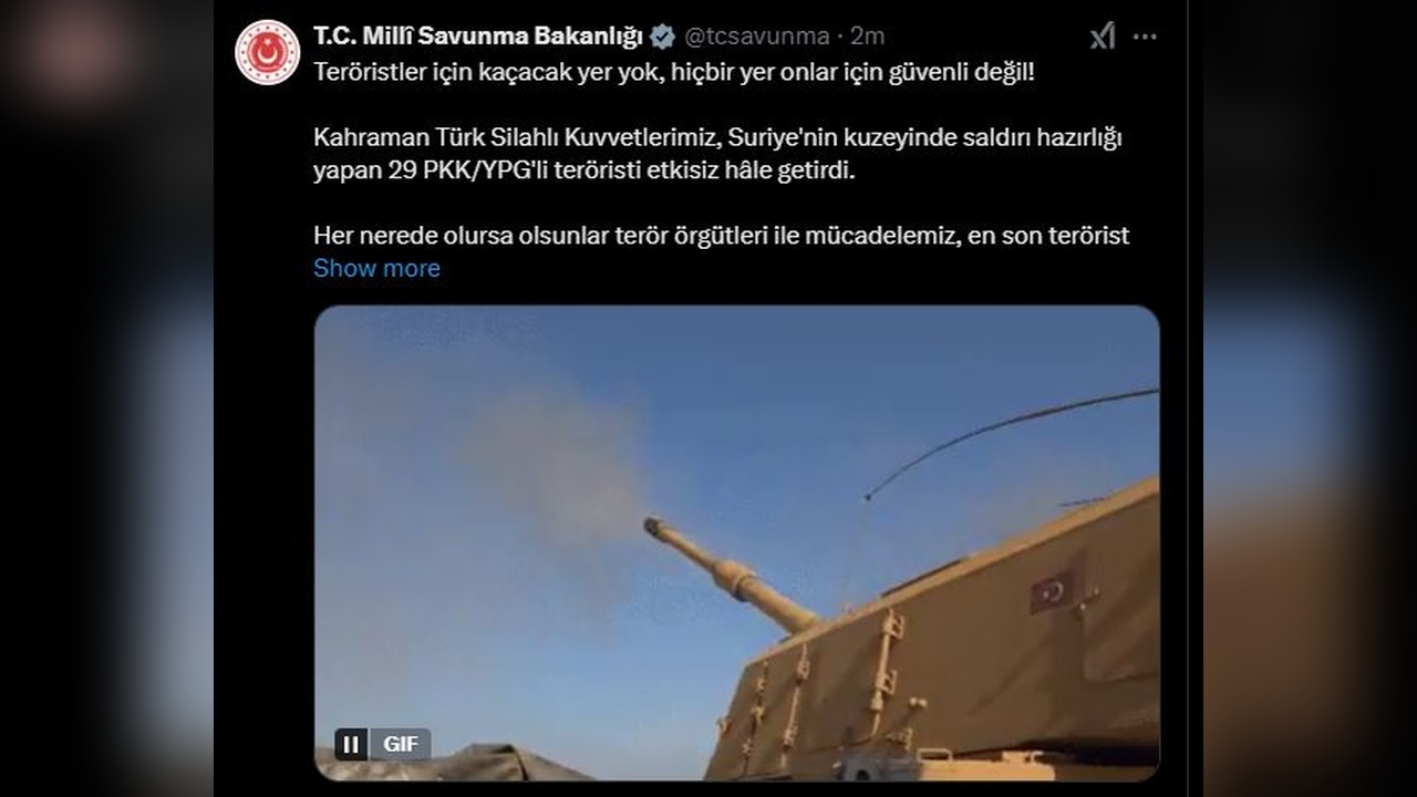 Suriye'nin Kuzeyinde 29 Terörist Etkisiz Hale Getirildi
