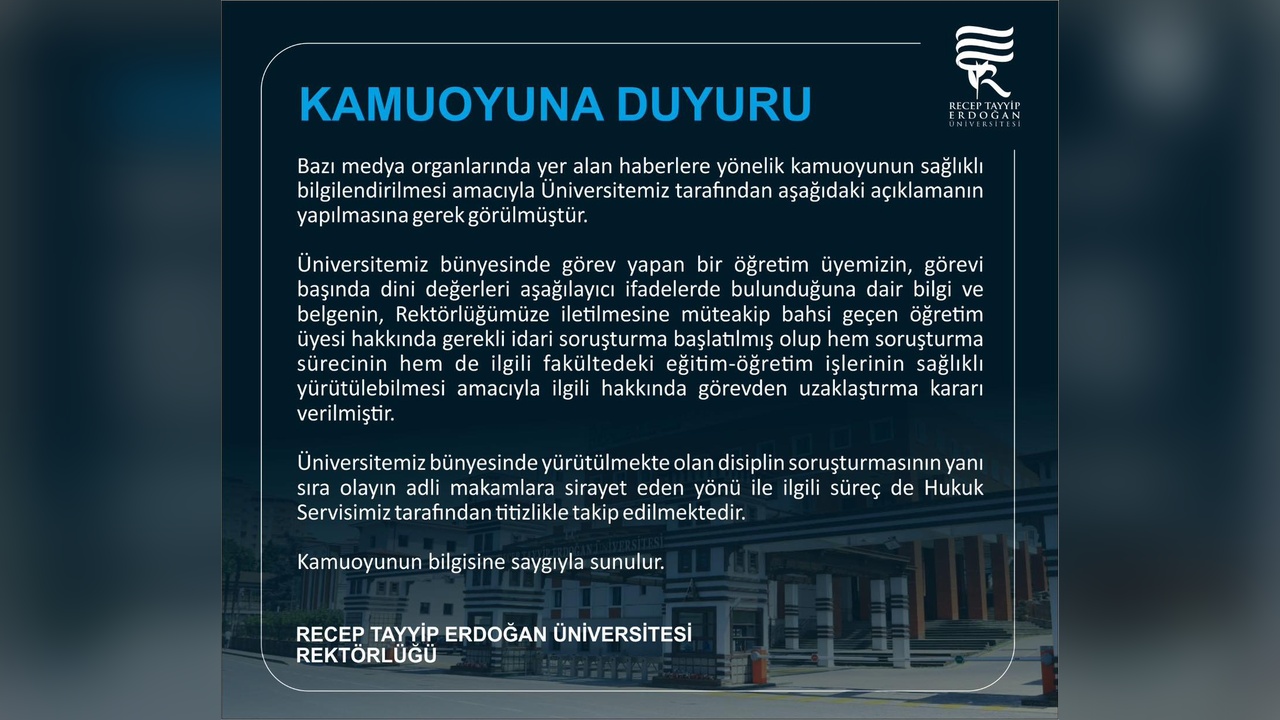 Rize'de Akademisyene Uzaklaştırma Cezası