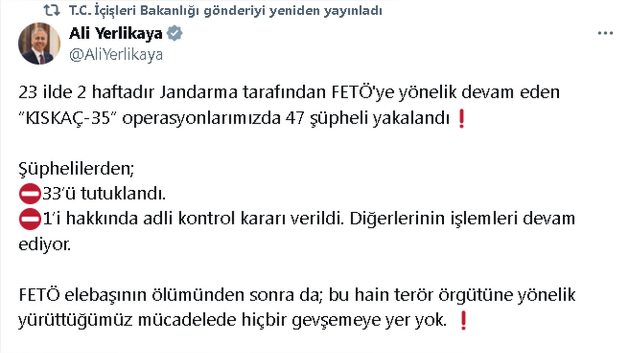 FETÖ'ye Yönelik Geniş Kapsamlı Operasyon: 33 Tutuklama