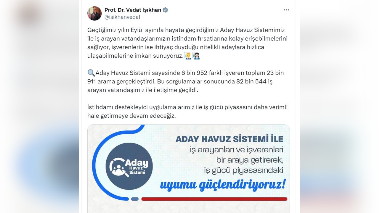 Aday Havuz Sistemi ile 82 Bin İşçi İstihdam Edildi