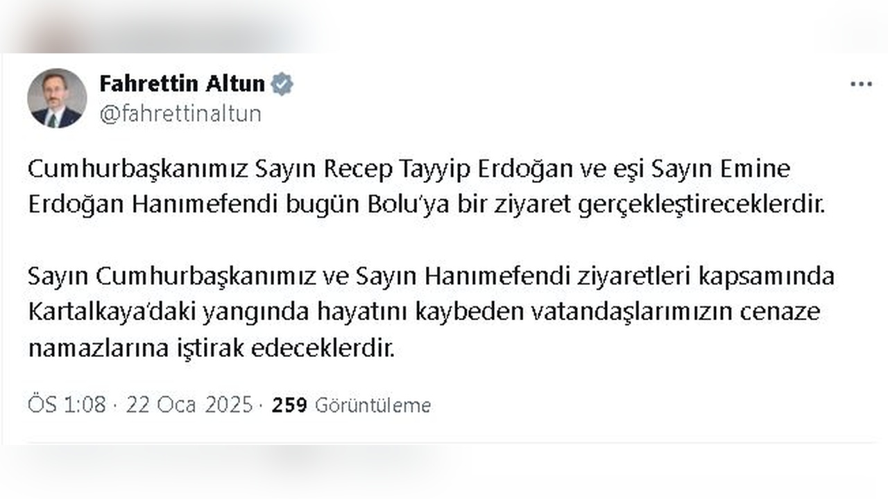 Cumhurbaşkanı Erdoğan Bolu'da Halkla Buluşacak