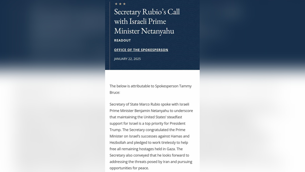 Rubio ve Netanyahu Arasında Kritik Telefon Görüşmesi