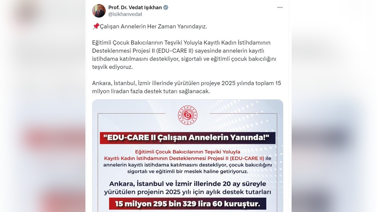 Çalışan Anneler İçin 15 Milyon Liralık Destek Müjdesi