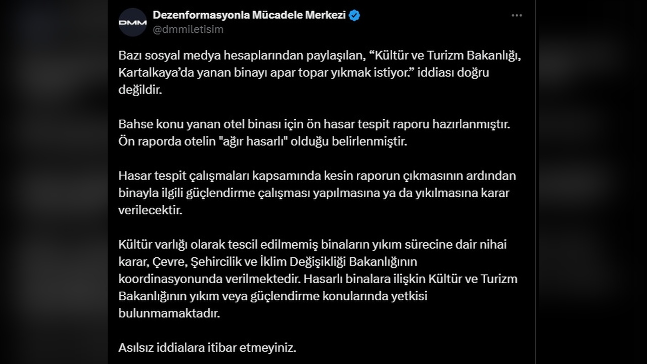 Kartalkaya'daki Otel Yıkım İddiaları Reddedildi