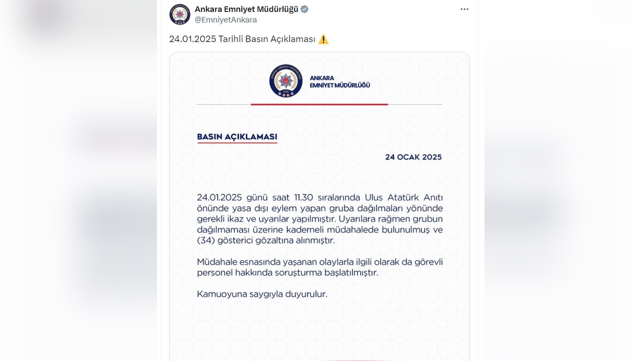 Ankara'da Yasa Dışı Eyleme Müdahale Gerçekleşti