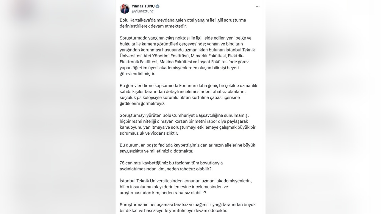 Bakan Tunç'tan Yargı Vurgusu: 78 Canımızın Hesabı Sorulacak