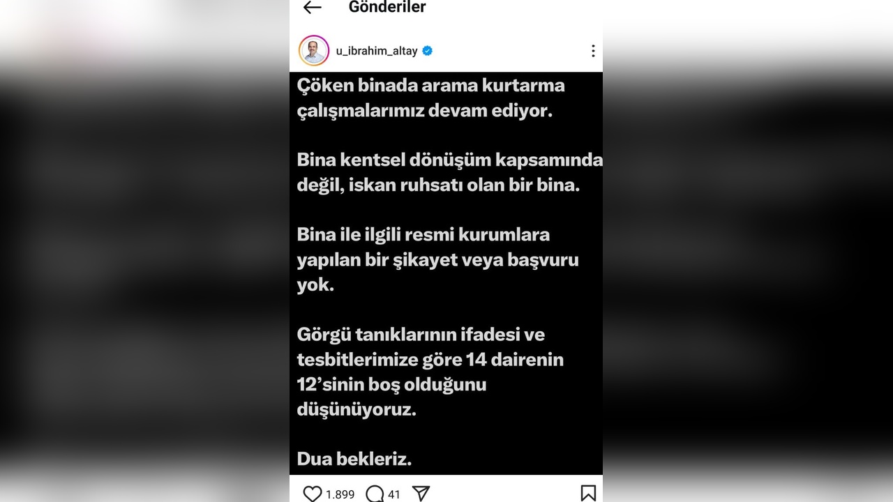 Konya'da Dört Katlı Bina Çöktü, Kurtarma Çalışmaları Başlatıldı