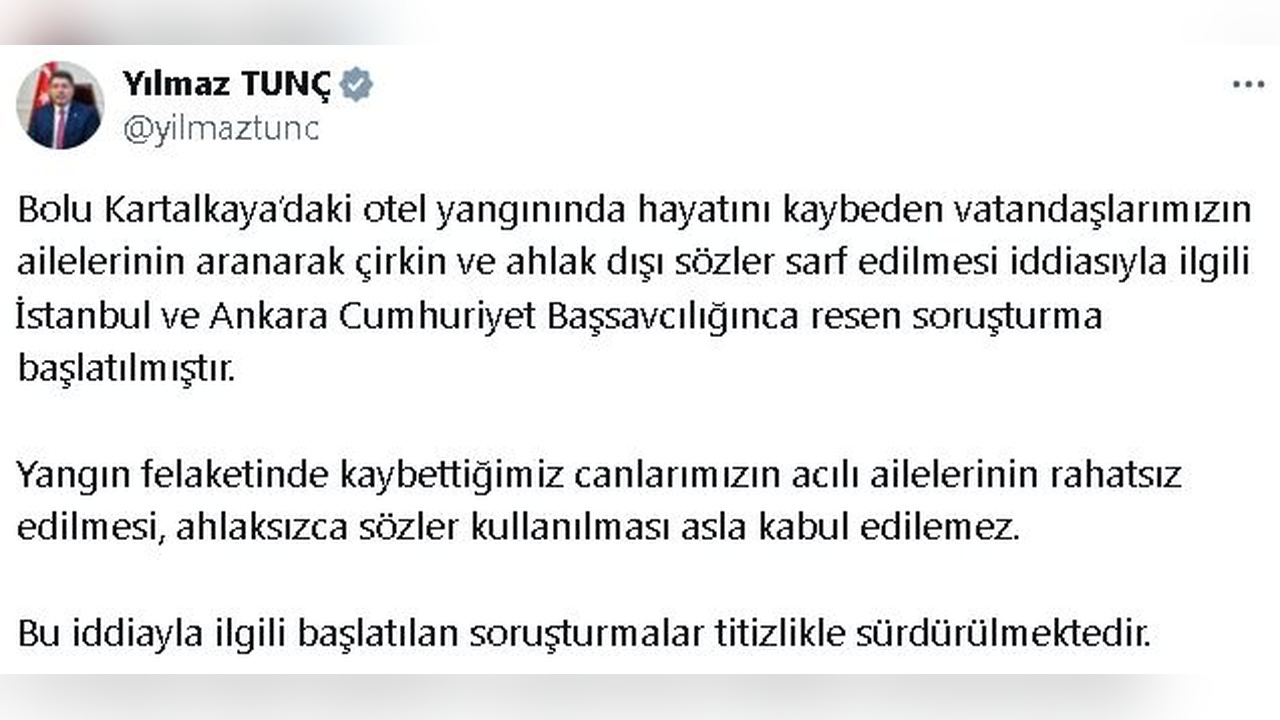 Bolu'daki Vefat Edenlerin Ailelerine Yönelik Çirkin Paylaşımlar İçin Soruşturma Başlatıldı