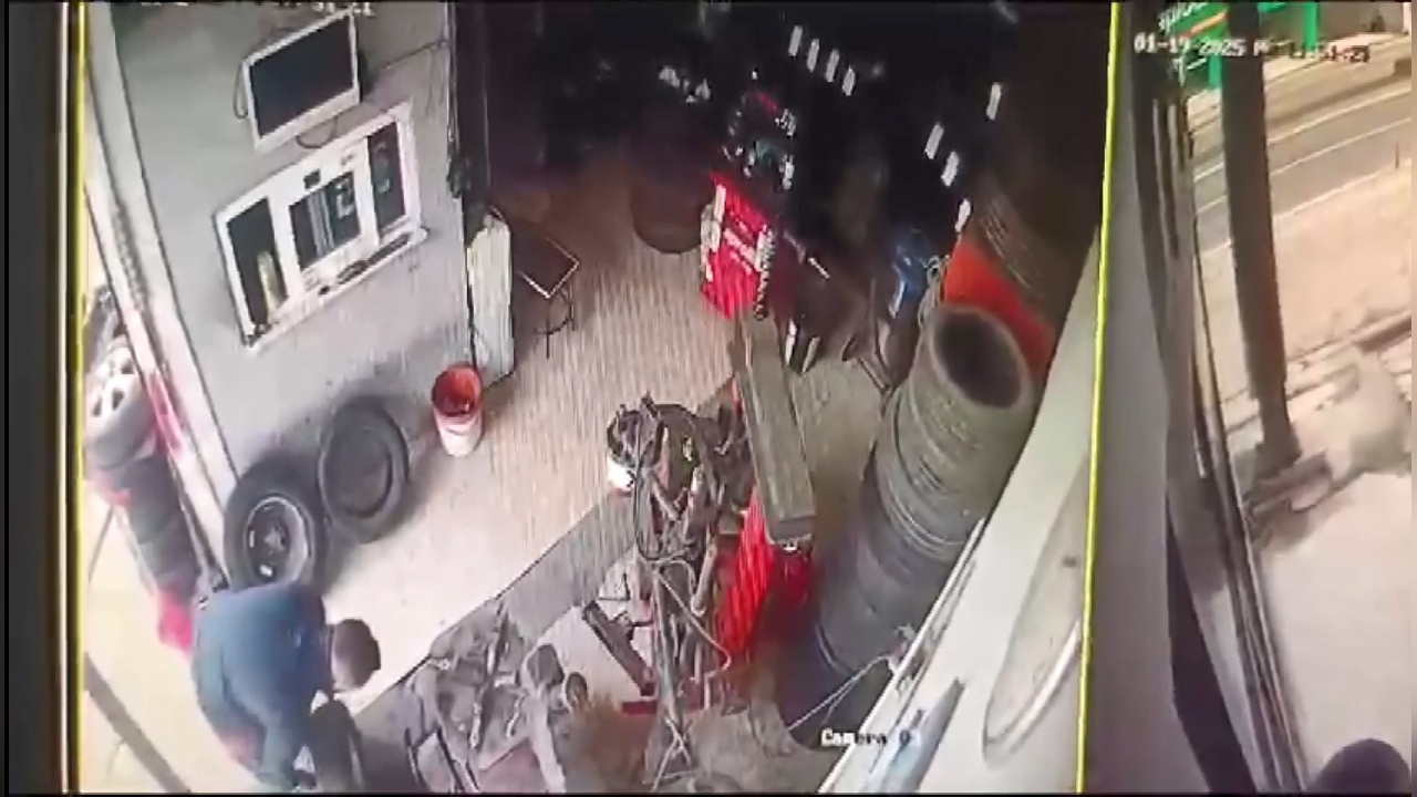 Lastik Patlaması Sonucu Yaralanma Kameralara Yansıdı