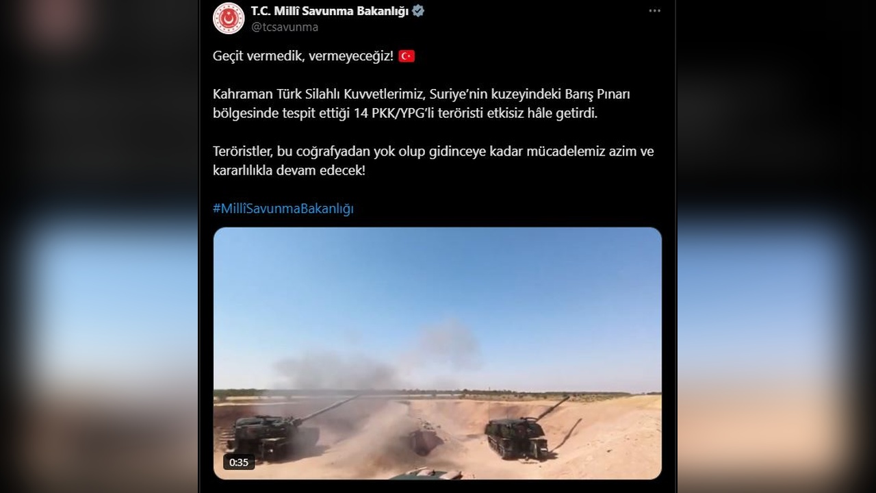 Suriye'nin Kuzeyinde 14 Terörist Etkisiz Hale Getirildi