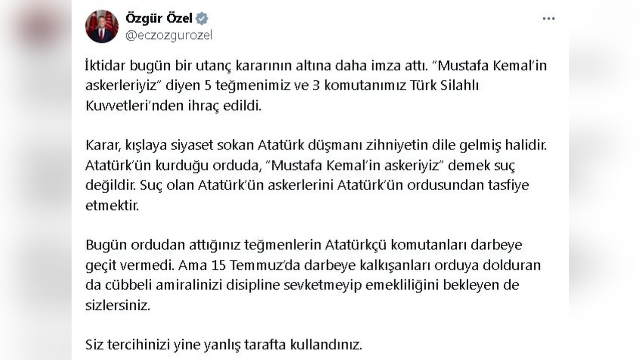Özgür Özel'den Yemin Töreni Açıklaması