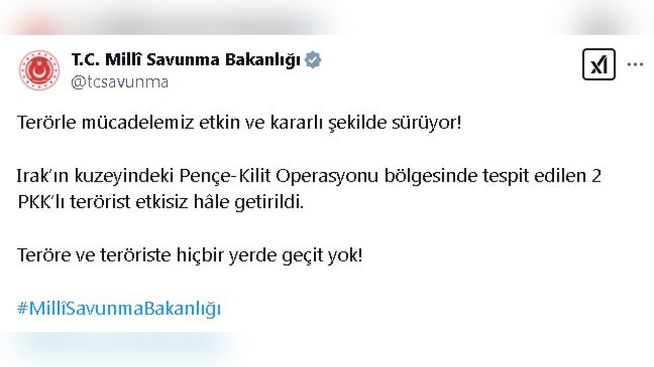 Irak'ın Kuzeyinde İki Terörist Etkisiz Hale Getirildi