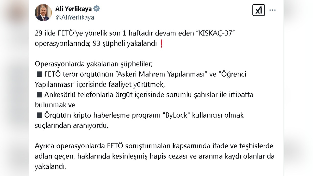 FETÖ'ye Yönelik Dev Operasyon: 29 İlde 93 Gözaltı