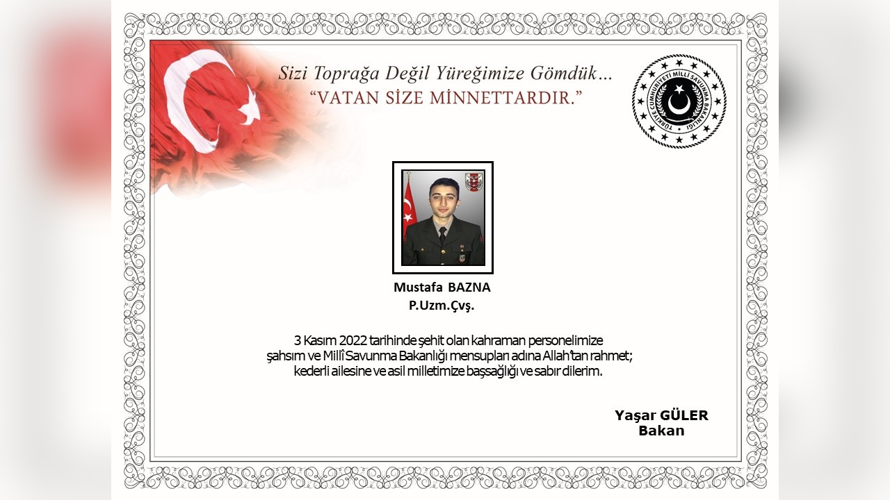 Şehit Uzman Çavuş Mustafa Bazna'nın Naaşı Ülkesine Getirildi