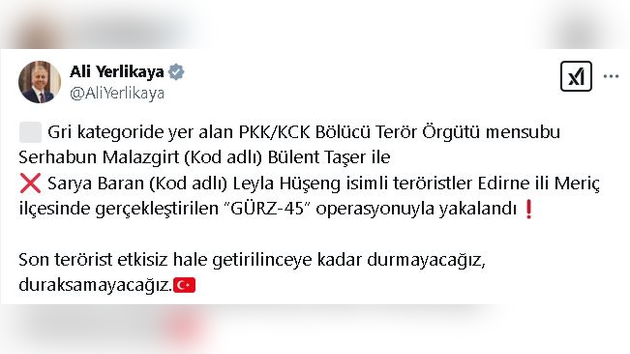 Edirne'de Gri Kategoride Aranan Terörist Yakalandı