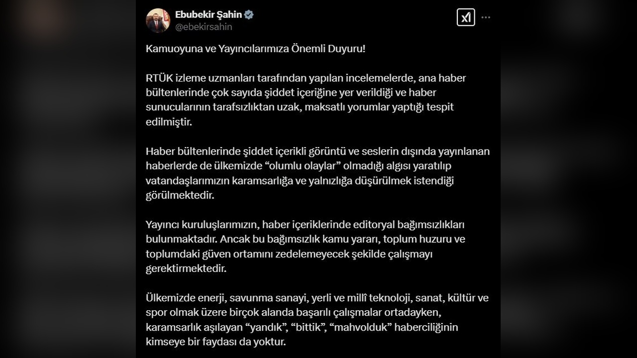 RTÜK'den Tarafsızlık Vurgusu: Yayıncılara Yaptırım Uyarısı