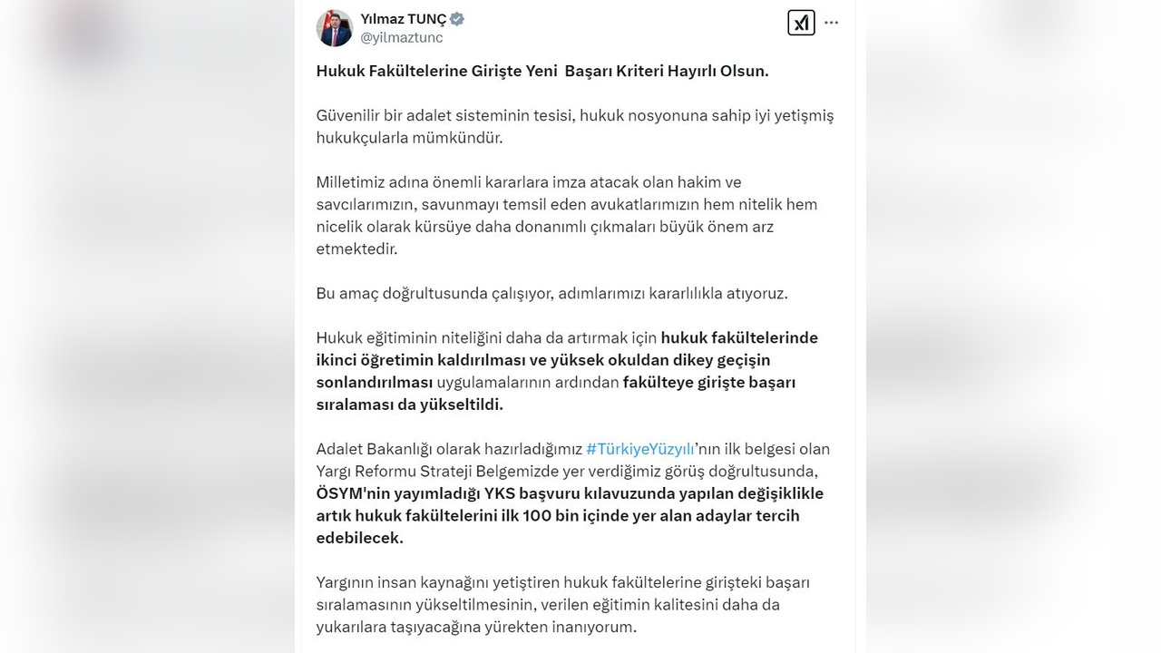 Hukuk Fakülteleri İçin Tercih Kriteri Belirlendi