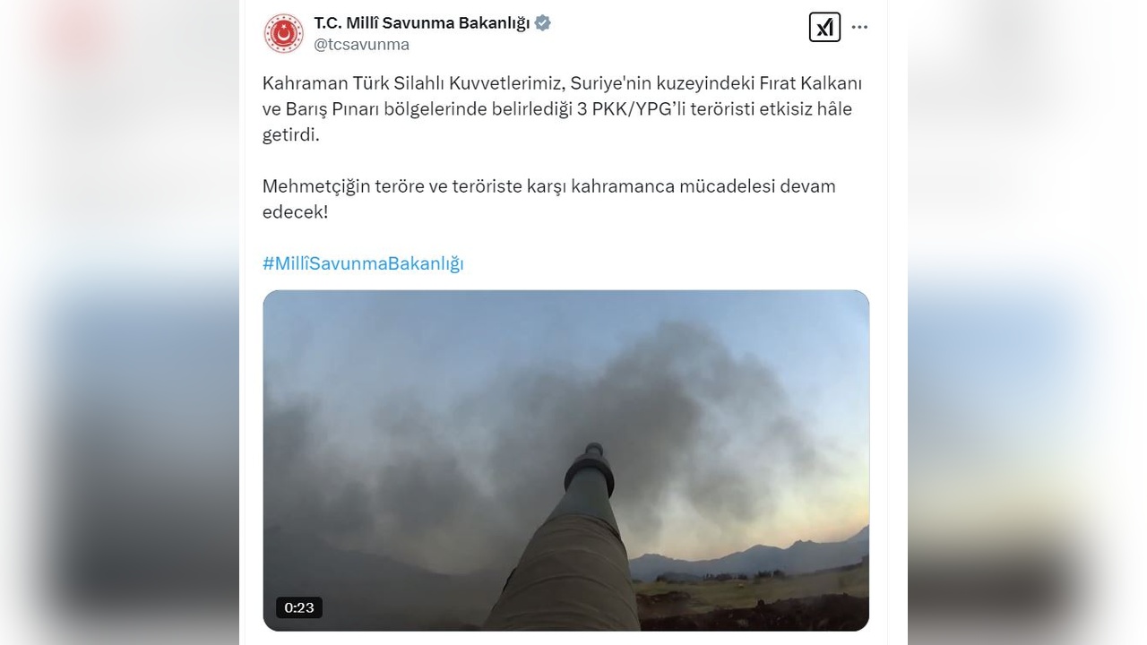 MSB'den Açıklama: Üç Terörist Etkisiz Hale Getirildi