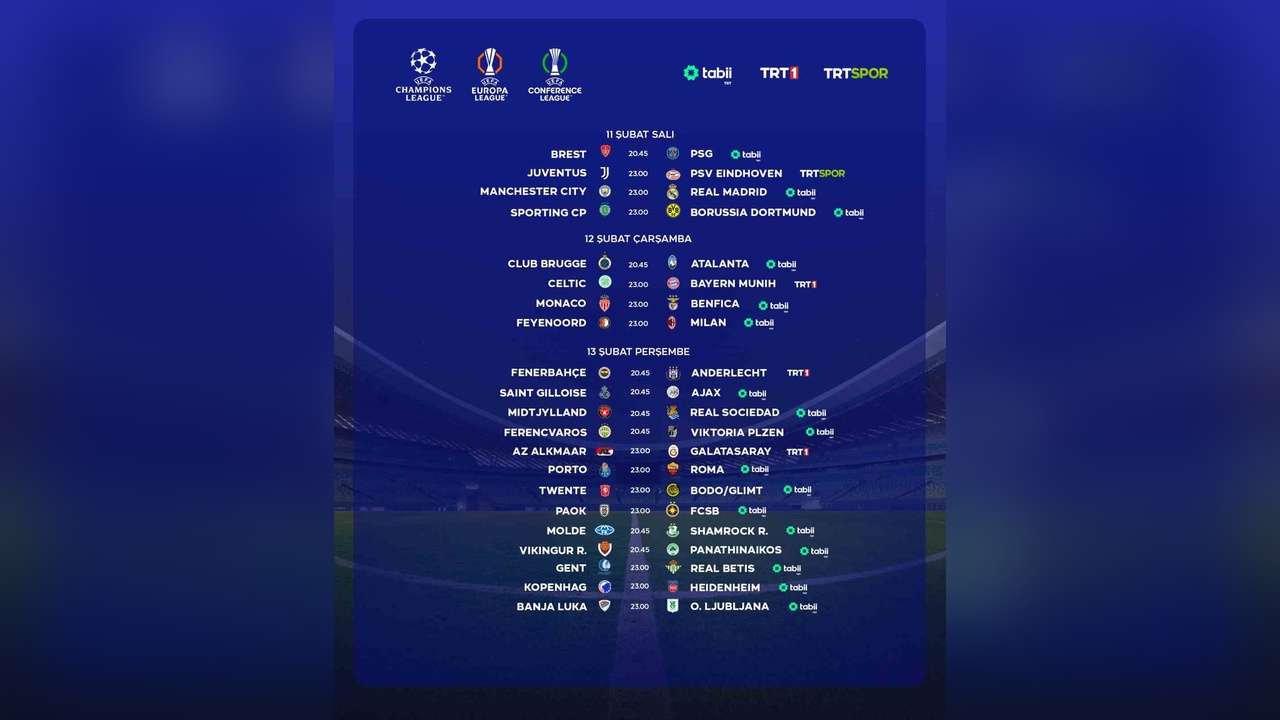 TRT, Üst Düzey UEFA Maçlarını Canlı Yayınlayacak