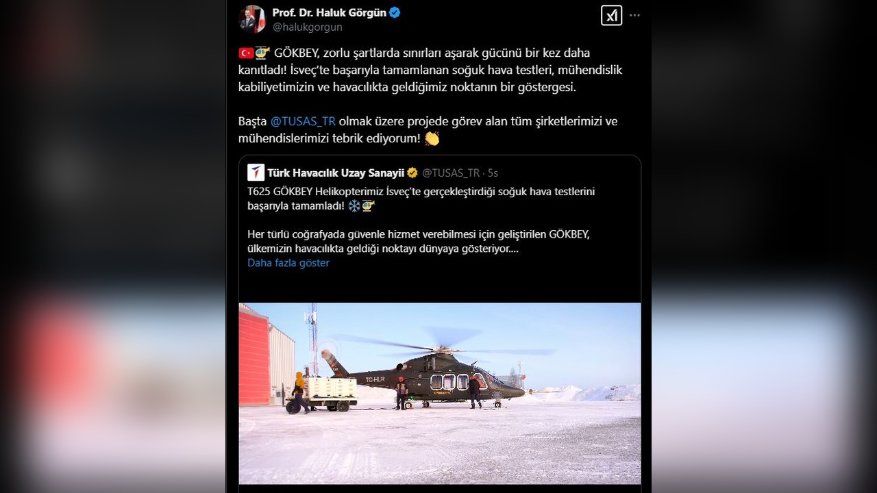 T625 GÖKBEY Soğuk Hava Testlerini Başarıyla Tamamladı