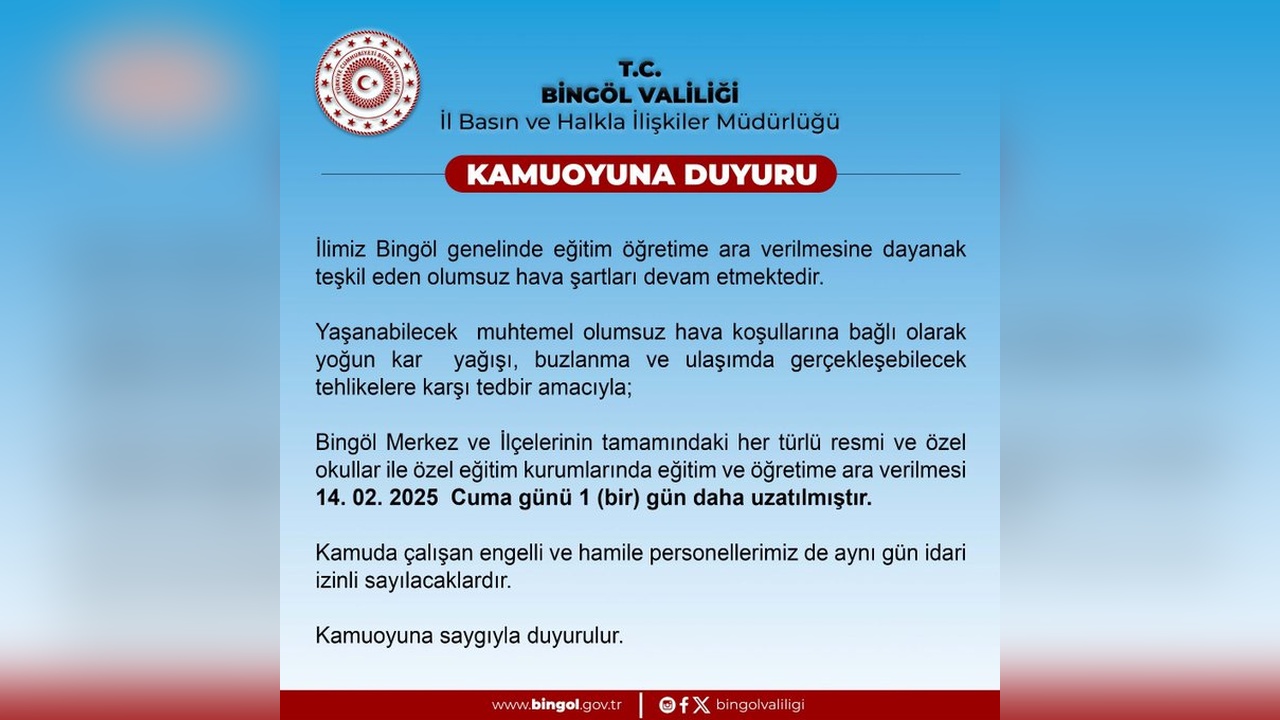 Bingöl'de Kış Koşulları Ulaşımı Olumsuz Etkiliyor