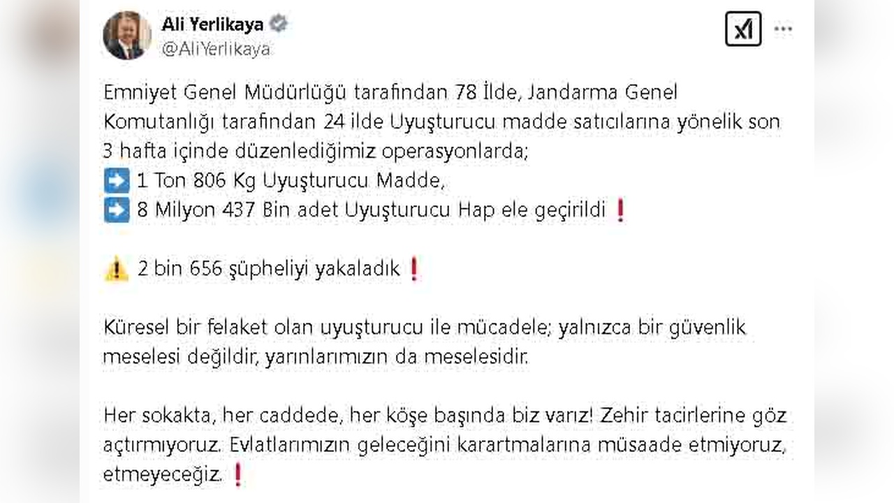 Narkotik Operasyonlarında Büyük Başarı: 2 Bin 656 Gözaltı