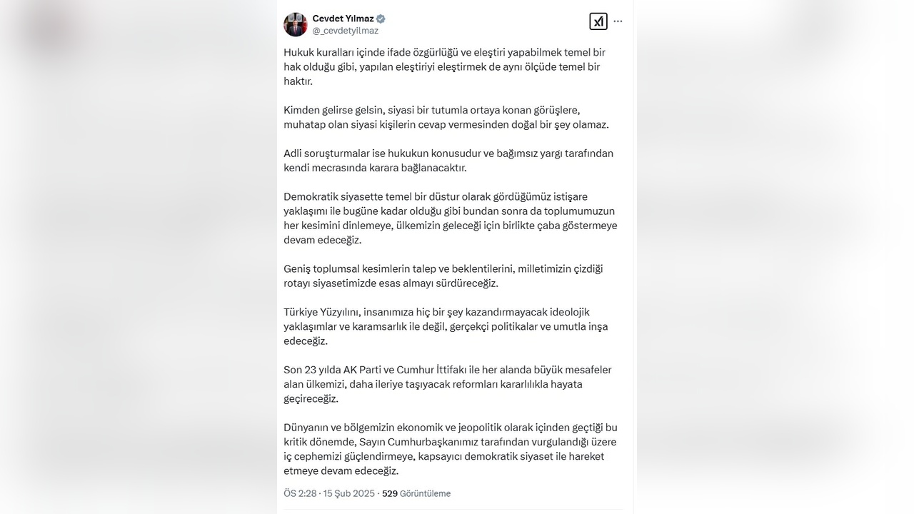 Cumhurbaşkanı Yardımcısı Yılmaz, Türkiye Yüzyılı'nın İnşasında Umut Vurgusu Yaptı