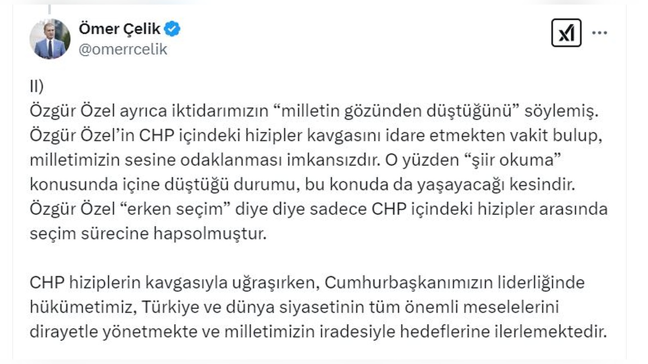 Çelik'ten Özgür Özel'e Tarih Hatırlatması