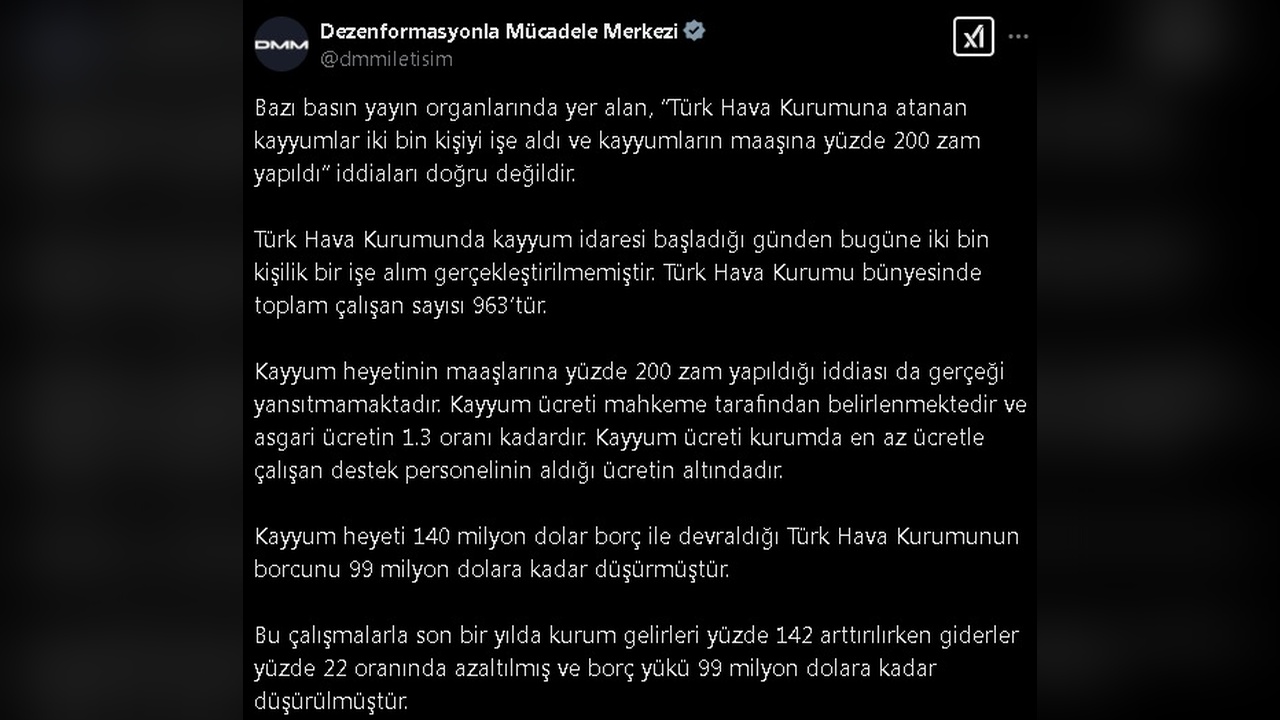 İletişim Başkanlığı'ndan THK Kayyumları Açıklaması