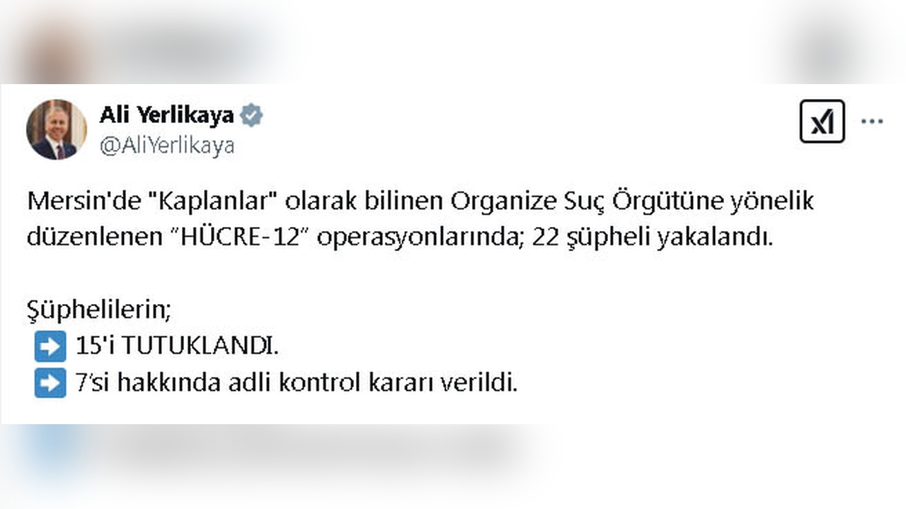 Mersin'de Suç Örgütüne Yönelik Operasyonda 15 Kişi Tutuklandı