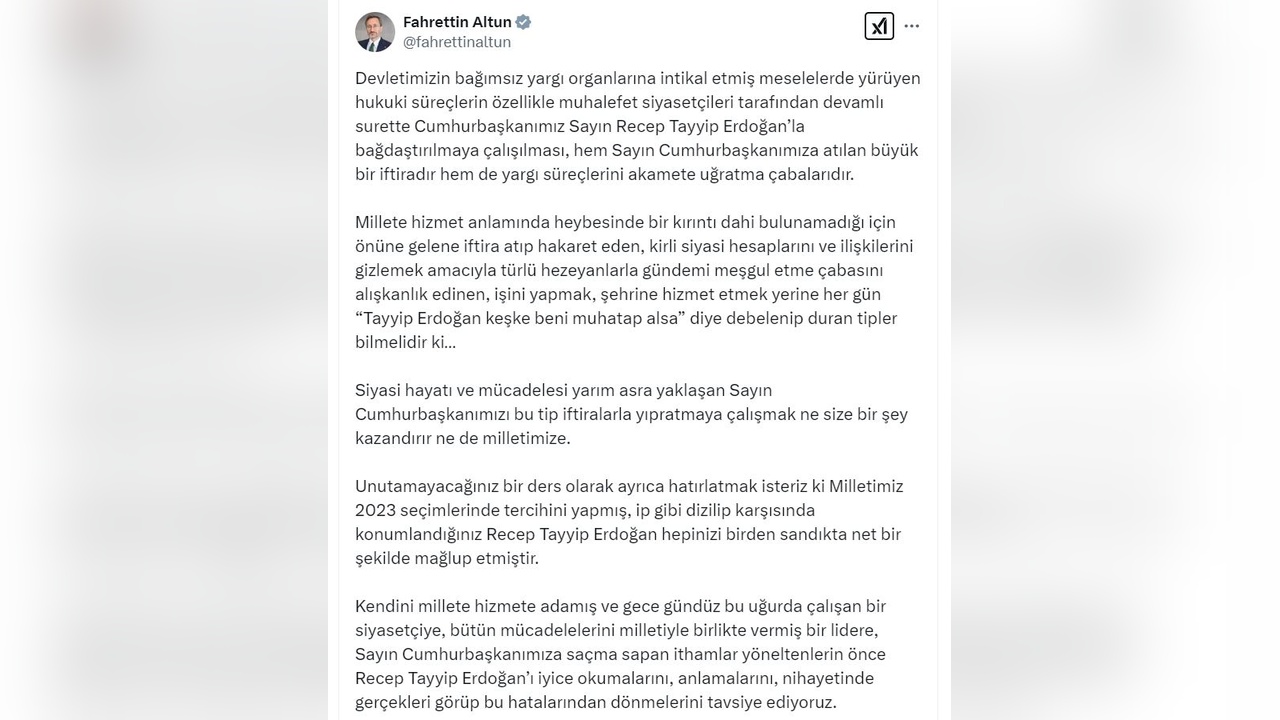 Cumhurbaşkanı'na Yönelik İftiralar Gündemde