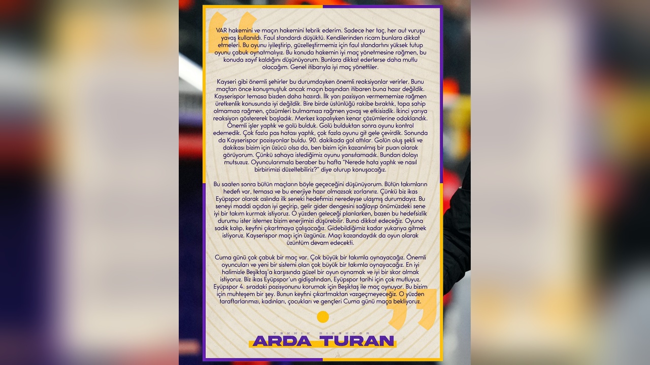Arda Turan, Beşiktaş ve Kayserispor Maçlarını Değerlendirdi