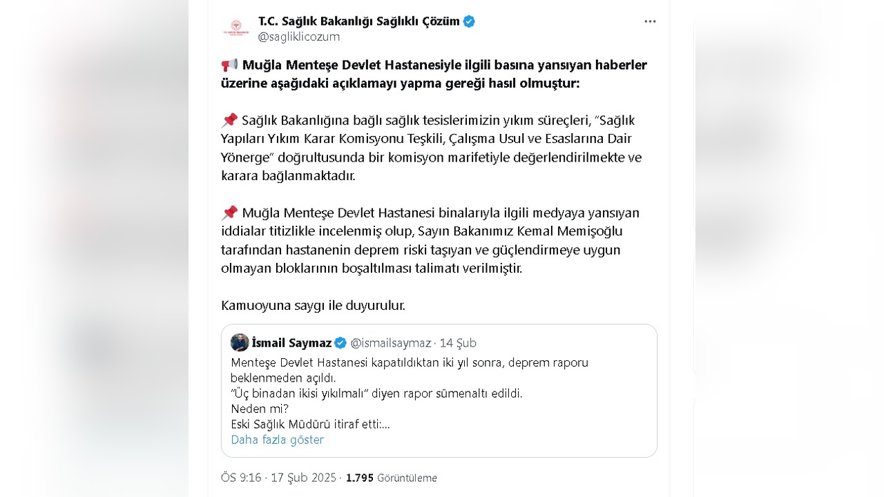 Sağlık Bakanlığı, Yıkım Süreçlerine Dair Bilgileri Paylaştı