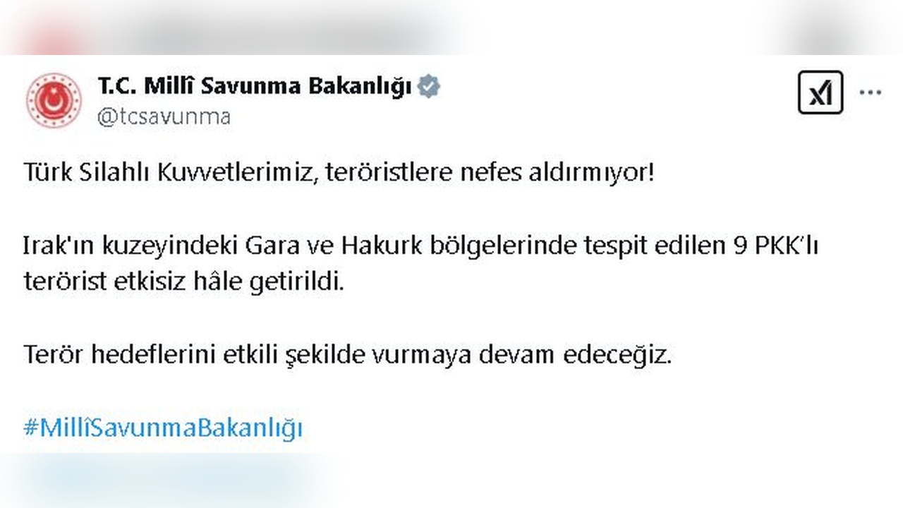 Irak'ın Kuzeyinde Terörle Mücadele Operasyonu: 9 Terörist Etkisiz Hale Getirildi