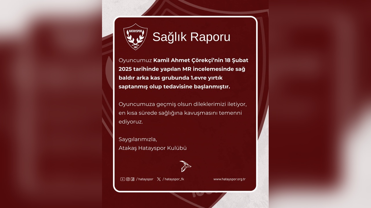 Hatayspor'un Kaptanı Kamil Ahmet Çörekçi Sakatlık Geçirdi