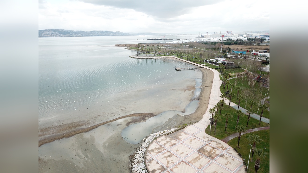 Gölcük'te Deniz Kıyısında Çamur Birikintileri Oluştu