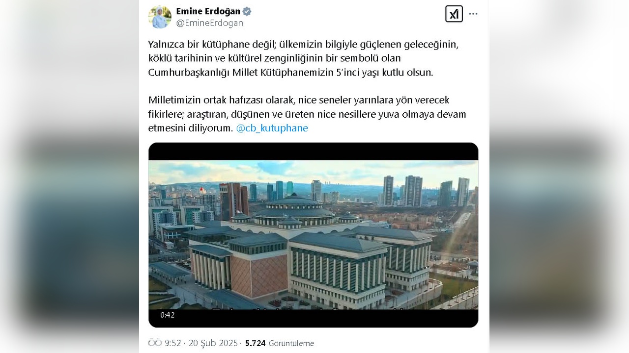 Cumhurbaşkanlığı Millet Kütüphanesi 5. Yılını Emine Erdoğan ile Kutladı